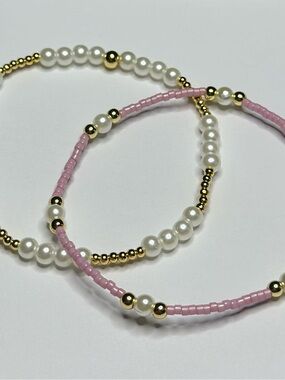 BramFam Beads Gold & Pink Pearl Beaded Bracelet Set - Women's Jewelry